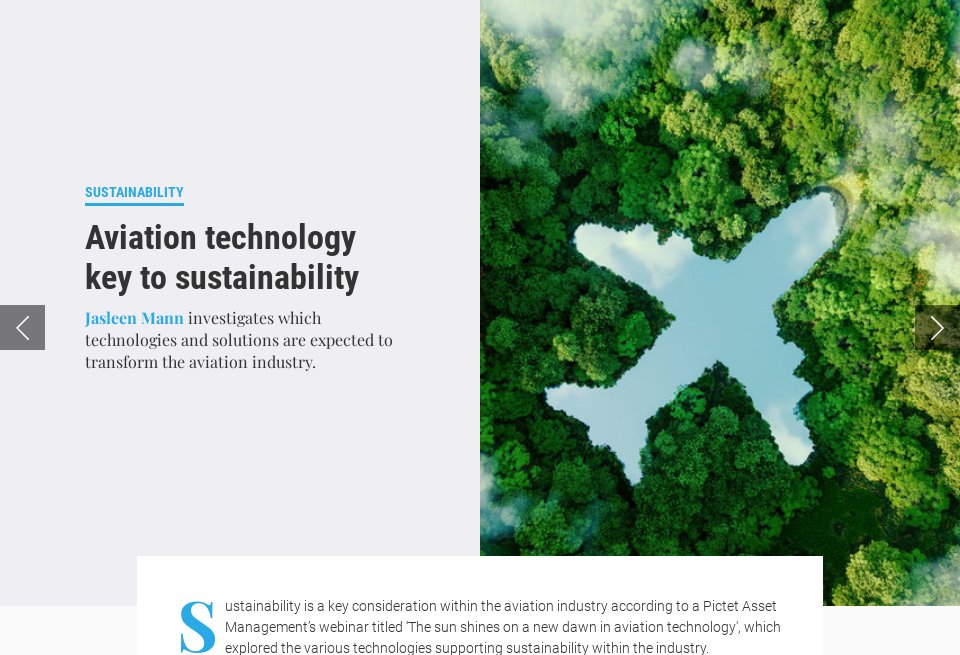 Aviation technology key to sustainability - Airport Industry Review ...