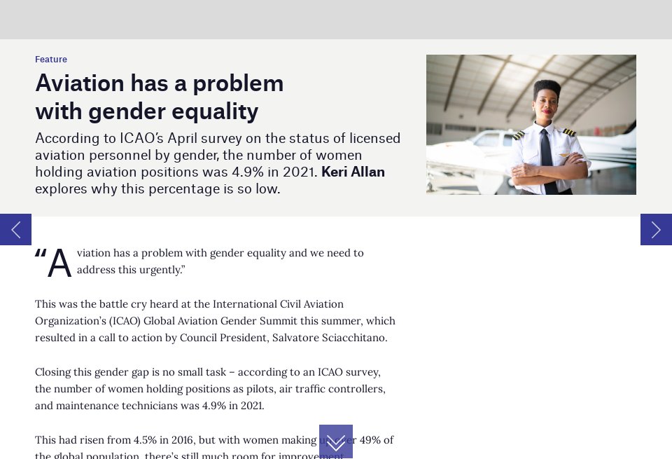 Aviation has a problem with gender equality Airport Industry Review